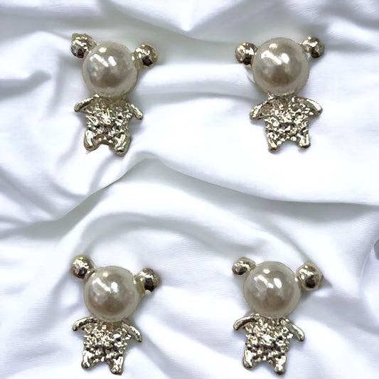 Charms - miniatyr - metallcharms - Bamse med perle