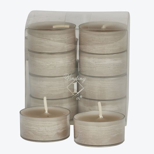 Telys - beige / lys brun - 16stk - 4t brenntid ( gjennomsiktig plastkopp)