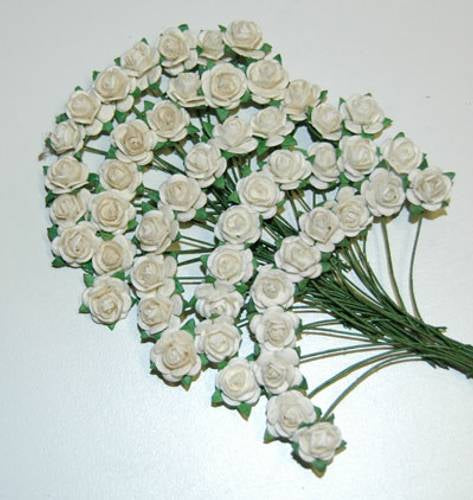 Papirdesign blomst roser - hvit / krem - Ø 10mm