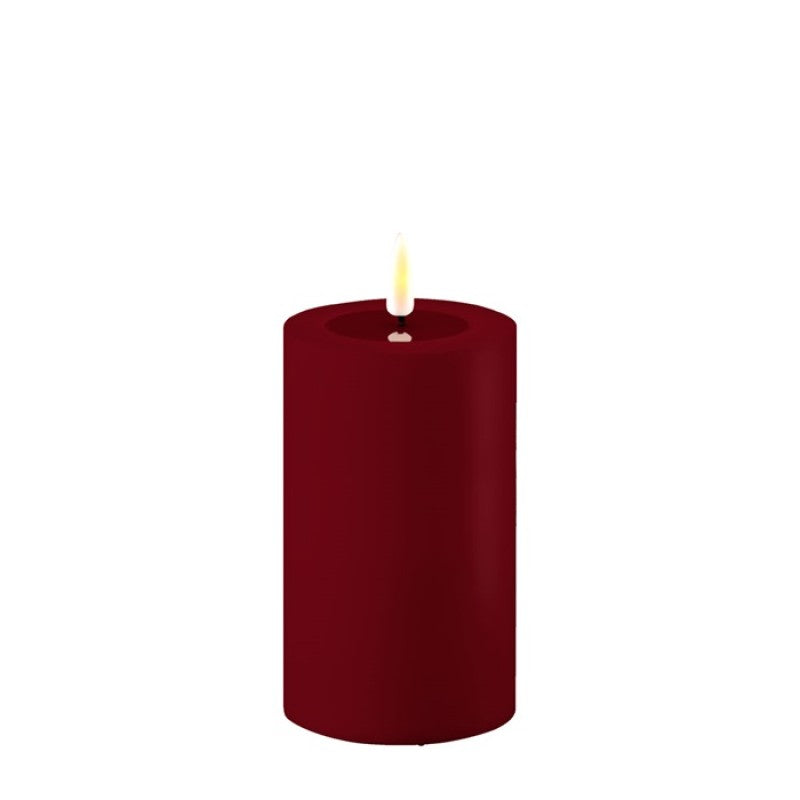 LED Candle - 1 stk kubbelys Bordeaux / rød  D:7,5 cm x H: 12,5cm