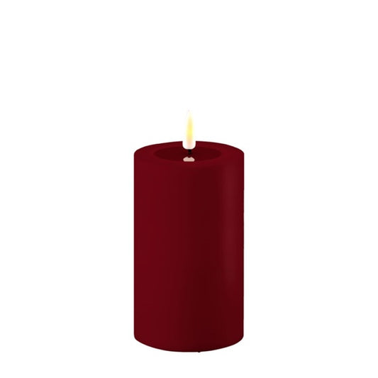 LED Candle - 1 stk kubbelys ( utendørs / vantett ) Bordeaux / rød D:7,5 cm x H: 12,5cm