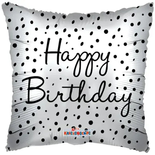 Folie ballong - firkantet m/tekst " Happy Birthday"
