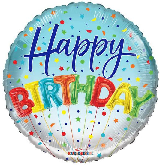 Folie ballong - rund  " Happy Birthday "
