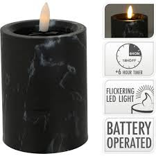LED Candle  ledlys - black marble-  1 stk kubbelys Ø:7,5 cm x H: 10cm