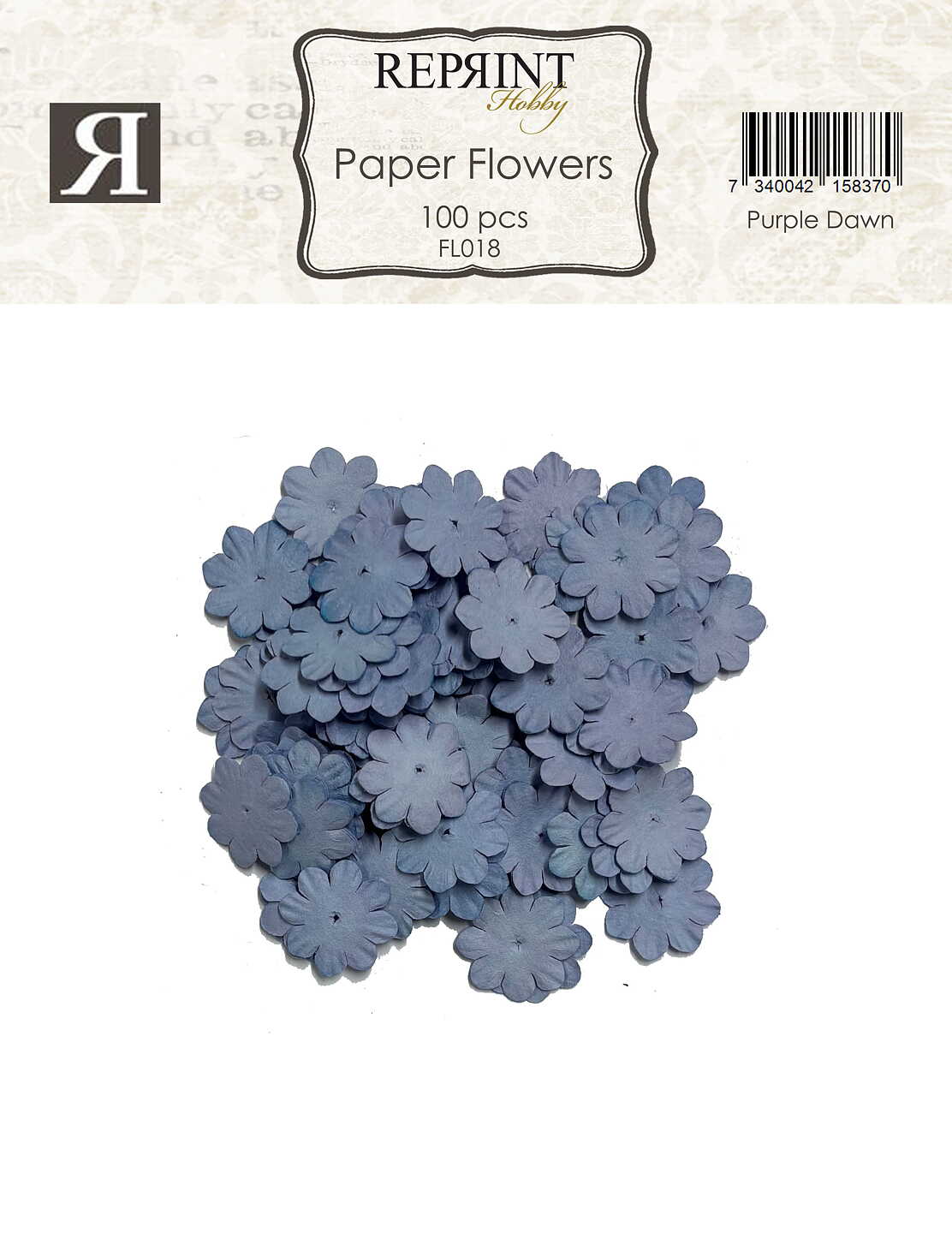 Reprint Mini Papirblomster 20 mm 100 stk - Purple Dawn