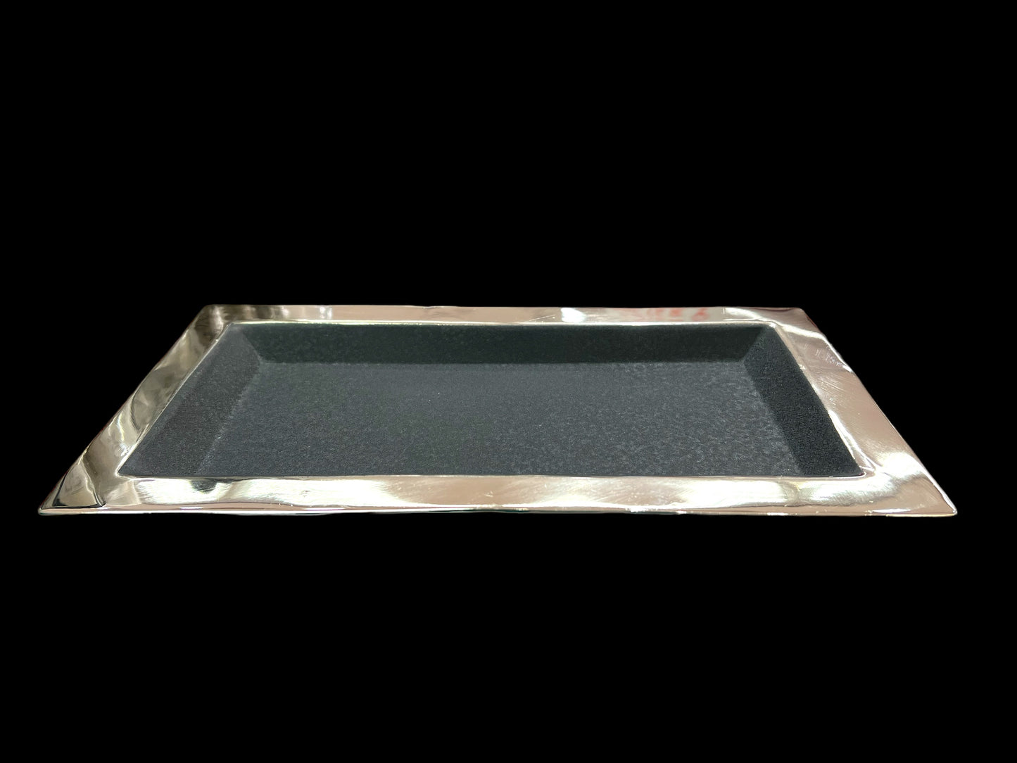 Metall fat sort/ sølv 31x17 cm