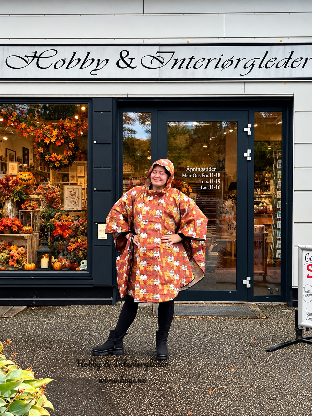 Poncho m/ refleks, lomme med nøkkelhank