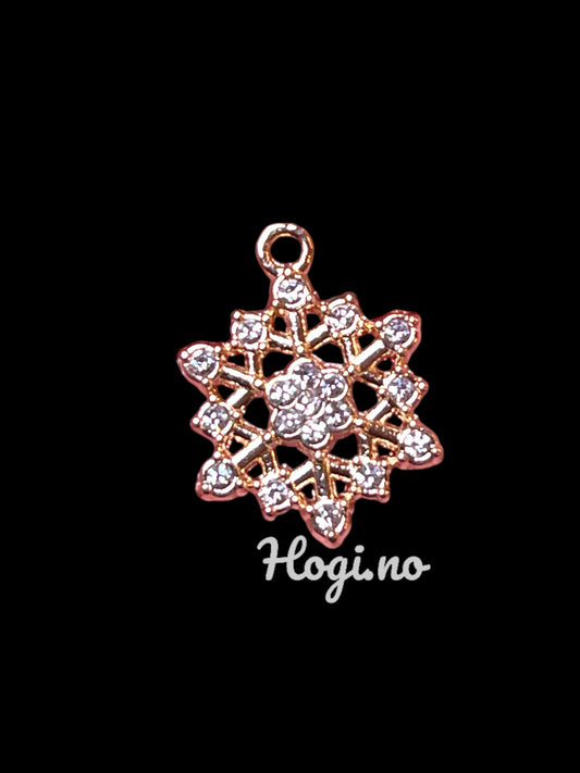 Charms - miniatyr - metallcharms - snøkrystall Ø: 1,8cm velg mellom gull og sølvfarget