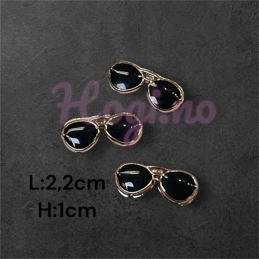 Charms - miniatyr - solbriller med sorte brilleglass- 3 stk i pk.