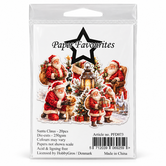 NYHET! Paper favorites - die cut pakke / Die-Cuts - Santa Claus 20 stk 250gsm