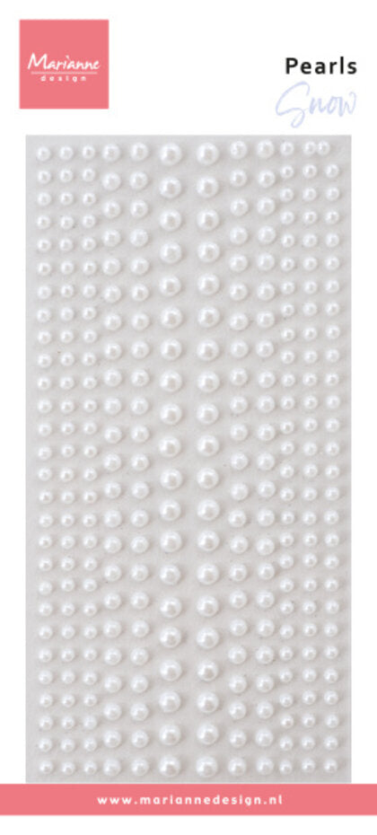 Halvperler m/lim - Marianne Design – Pearls Snow / hvit Decorations Pearls (CA3201)