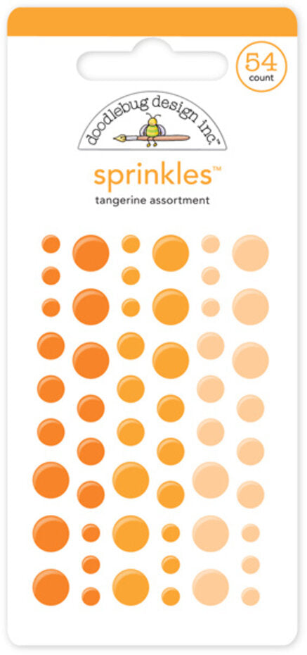 Halvperler m/lim - Dotter- Doodlebug Design – Sprinkles - Tangerine - Glitter Assortment (54 stk) ✨