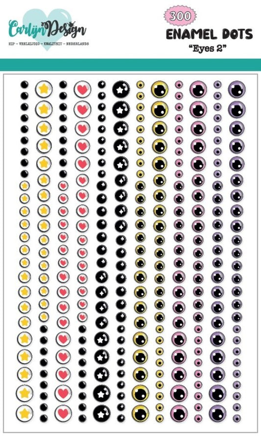 Halvperler m/lim - Glitter Enamel Dots Eyes 2 (300pcs) (CDED-0014)