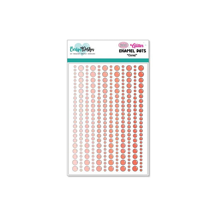 Halvperler m/lim - Glitter enamel dots Coral CDED-0006
