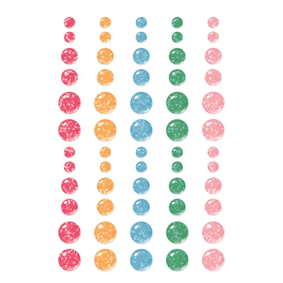 Halvperler m/lim - simple stories - Sunny Days - Glitter Enamel Dots (24525)