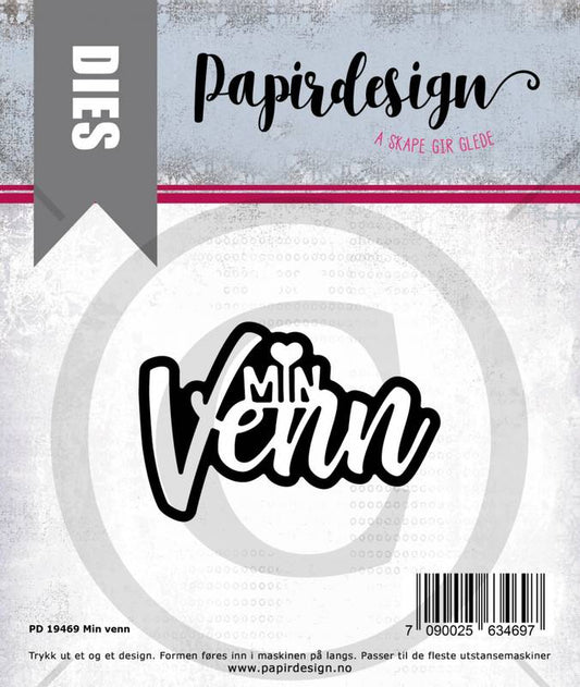Papirdesign tekst dies - Min venn  - pd 19469