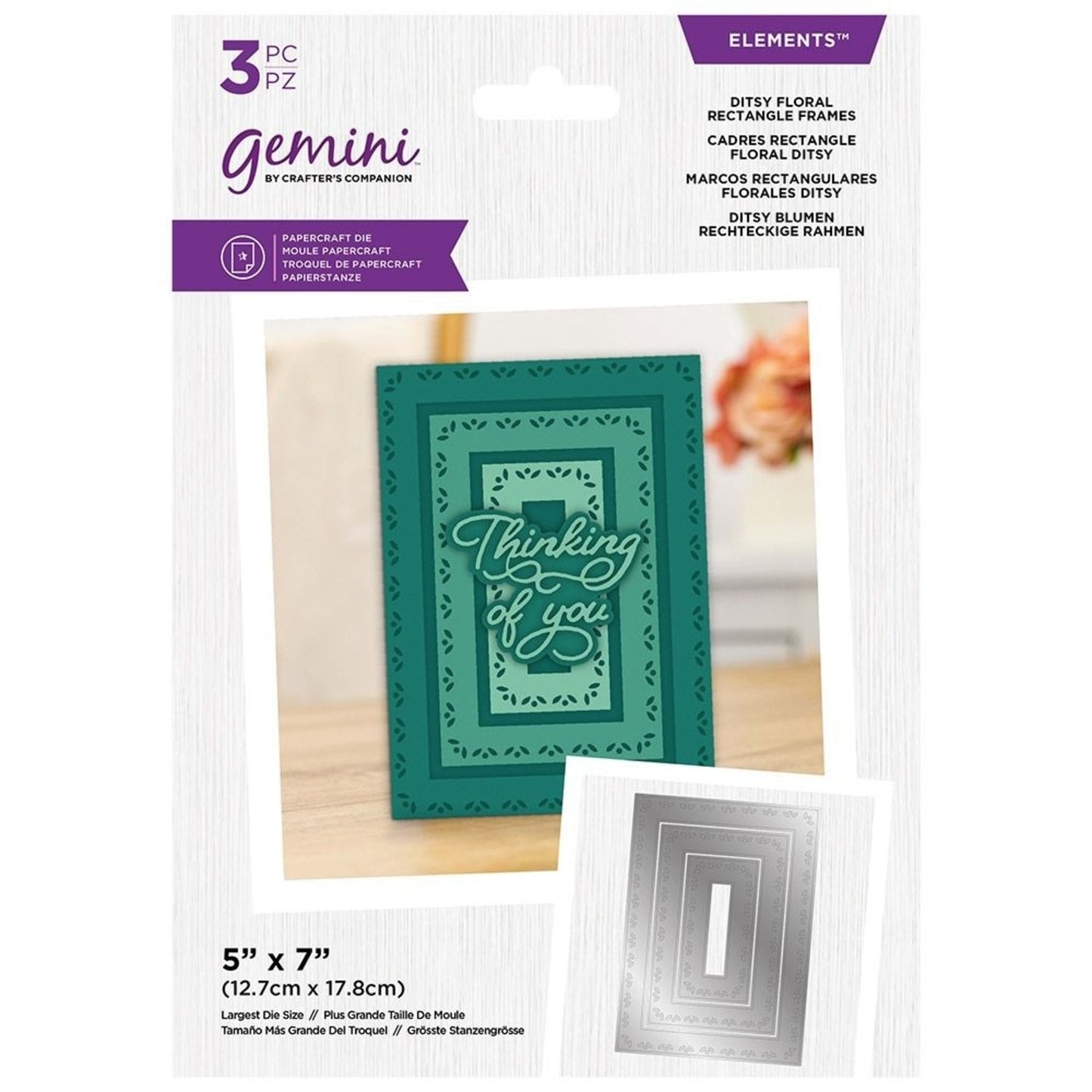 Gemini dies - Nesting Frame Ditsy Floral Rectangle Frames Elements Dies (GEM-MD-ELE-DFRE)
