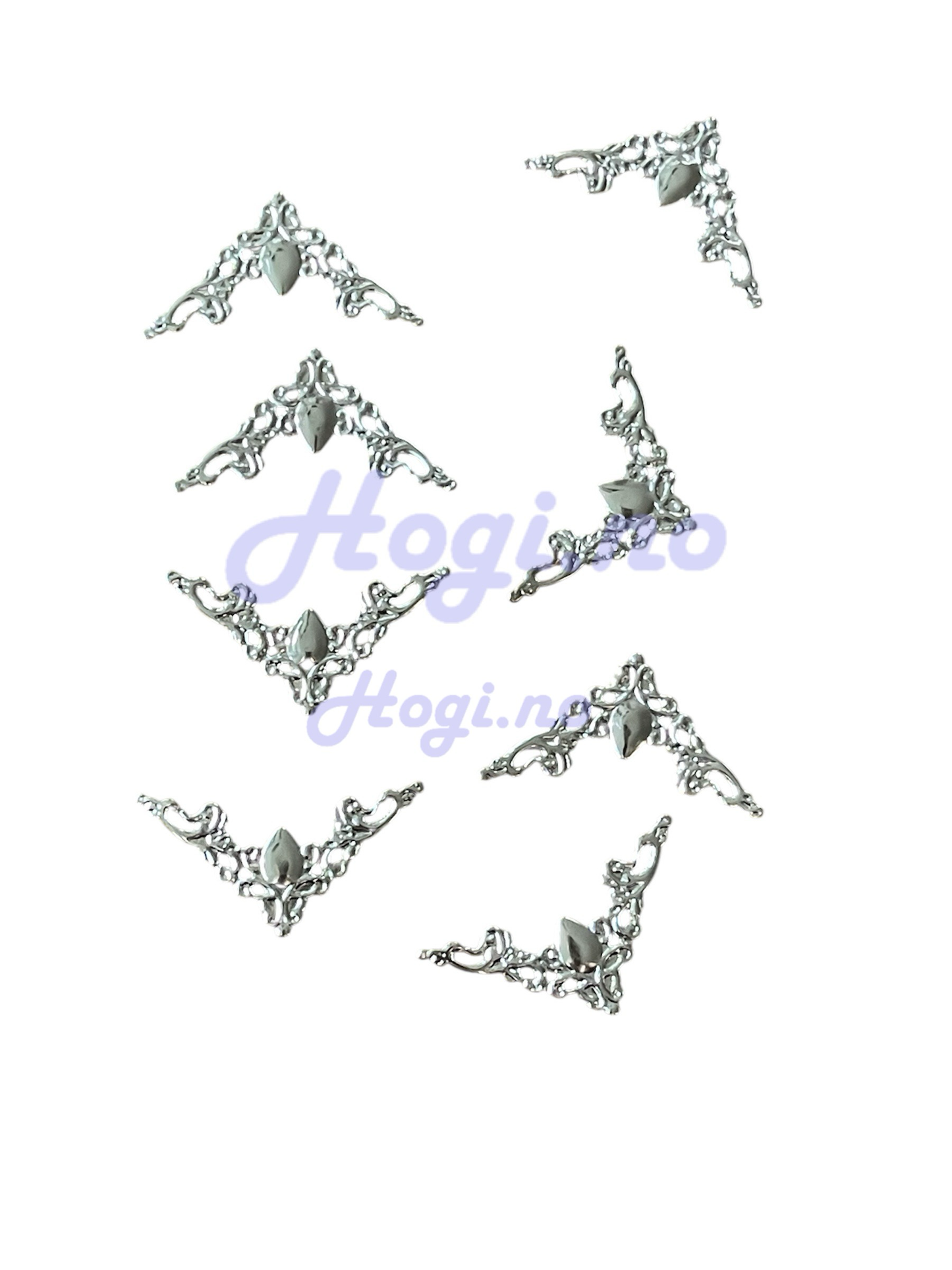 NYHET! 8 Små metallhjørner- sølv-gull-vintage gull/bronse