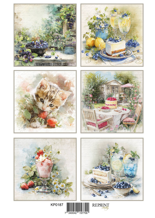 NYHET! Reprint  -Klippark - Summer Garden - A4 -kp0187