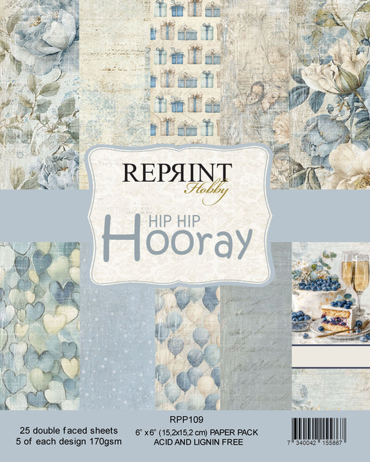 Bestill nå! Kommer snart. NYHET! Reprint mønsterarkpakke - Hip hip horray - Collection 6x6