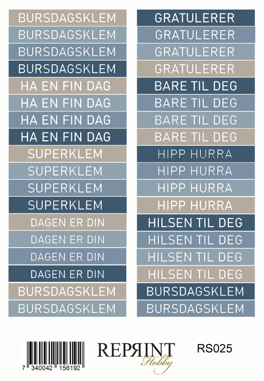 Reprint Hip hip hooray - klistremerker/ stickers norsk tekst