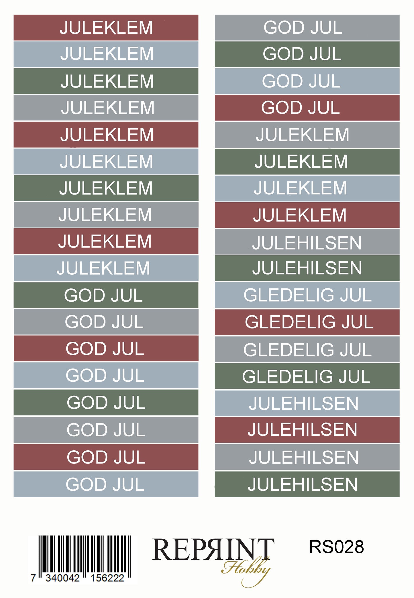 Reprint Deck the halls - klistremerker/ stickers norsk tekst