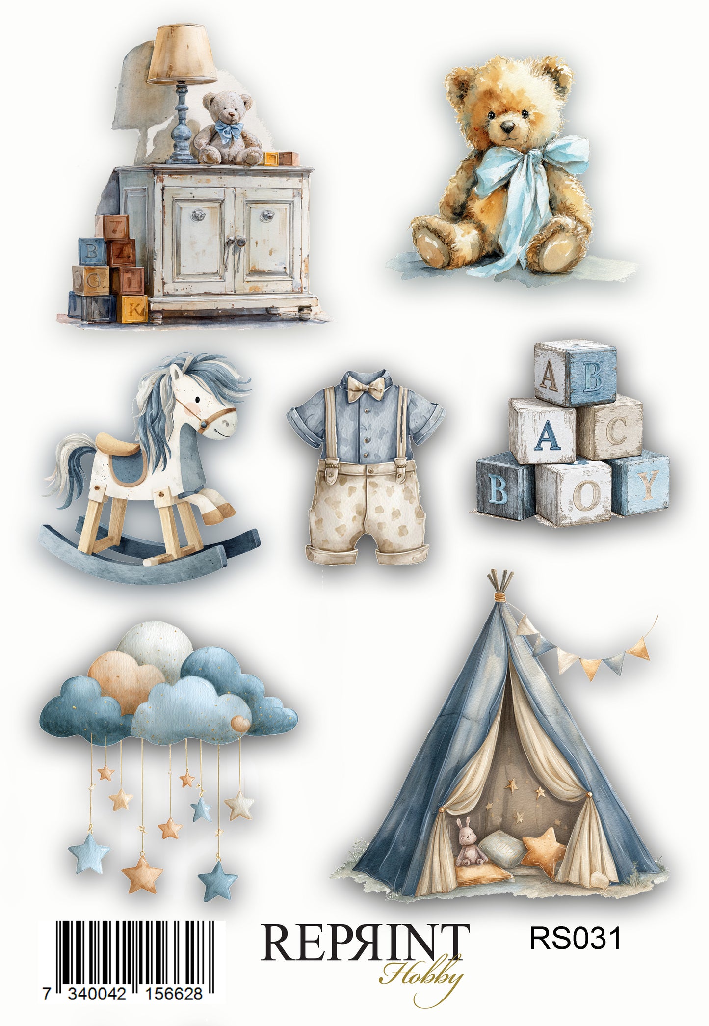 Reprint - Happiness Baby boy- klistremerker/ stickers