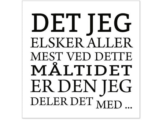 servietter - lunsj - hvit med sort tekst - Lunsjserviett 20 stk 3-lags 33x33cm