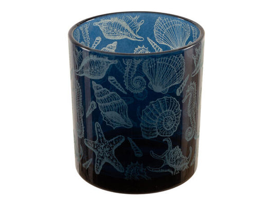 Telysglass maritim blå 7,3cmx8cm