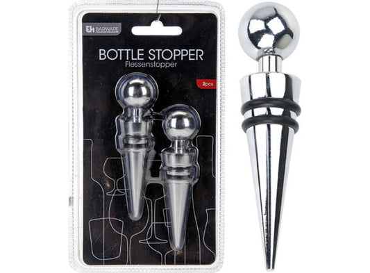 Vin kork metall sølv/sort s/2