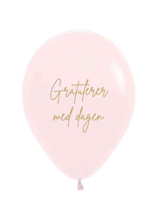 Ballonger - rosa - med norsk tekst " Gratulerer med dagen" Ø30cm 12 stk ballonger