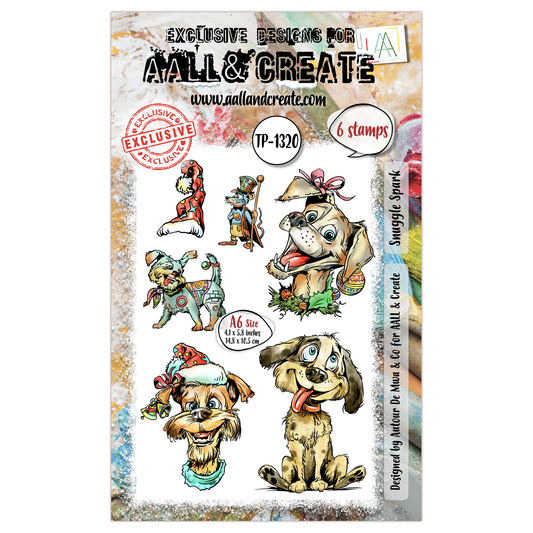 Aall & Create Santa's Sidekicks A6 Stamp Set Snuggle Spark