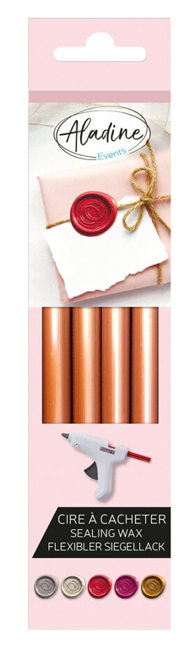 Aladine Wax Stick (4pcs) Copper/ kobber voks til bruk med lakksegl/ lakkstempel