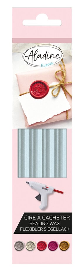 Aladine Wax Stick Light blue (4pcs) Lys blå/ babyblå voks til bruk med lakksegl/ lakkstempel