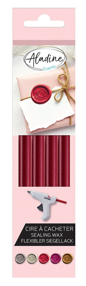 Aladine Wax Stick (4pcs) purpur rød- red/purple- voks til bruk med wax gun og lakksegl/ lakkstempel