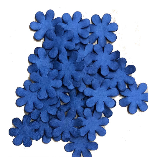 Reprint- Små / mini papirblomster Blå , Ø:16mm -100 stk i pk