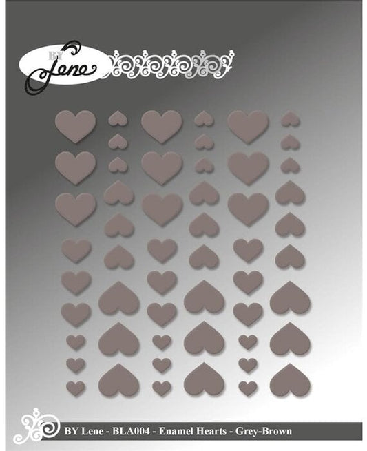 By Lene Enamel Hearts Grey 54pcs/ Grå hjerter dotter/ halvperler 54 stk selvklebende