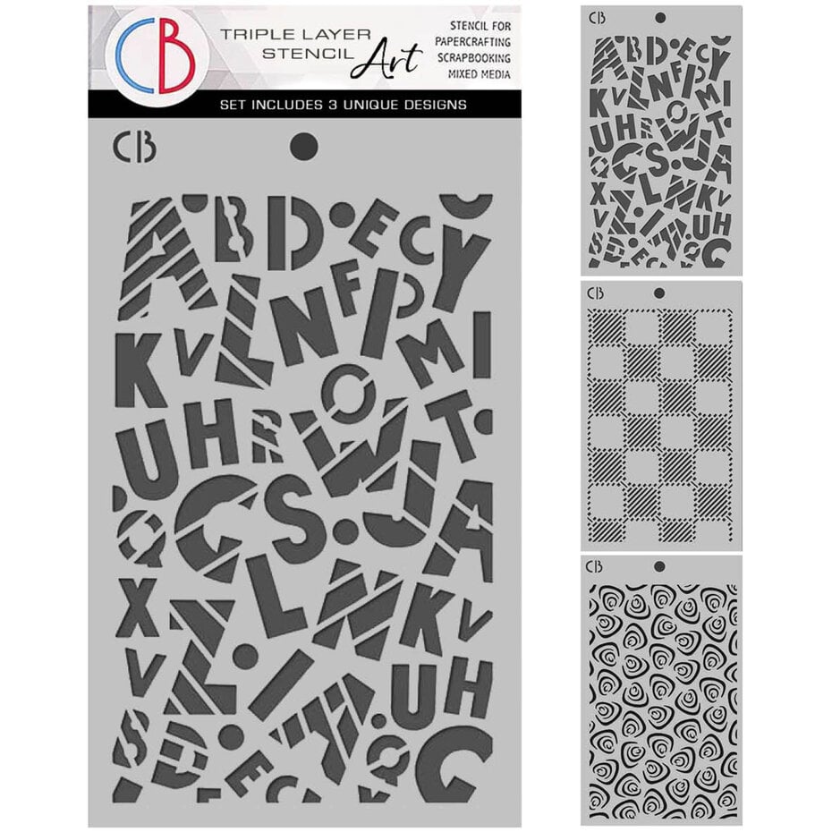 Stencil sett / sjablonger - Lunibloom 5x8 Inch Stencil Mix Triple Layer Set (MSX009)