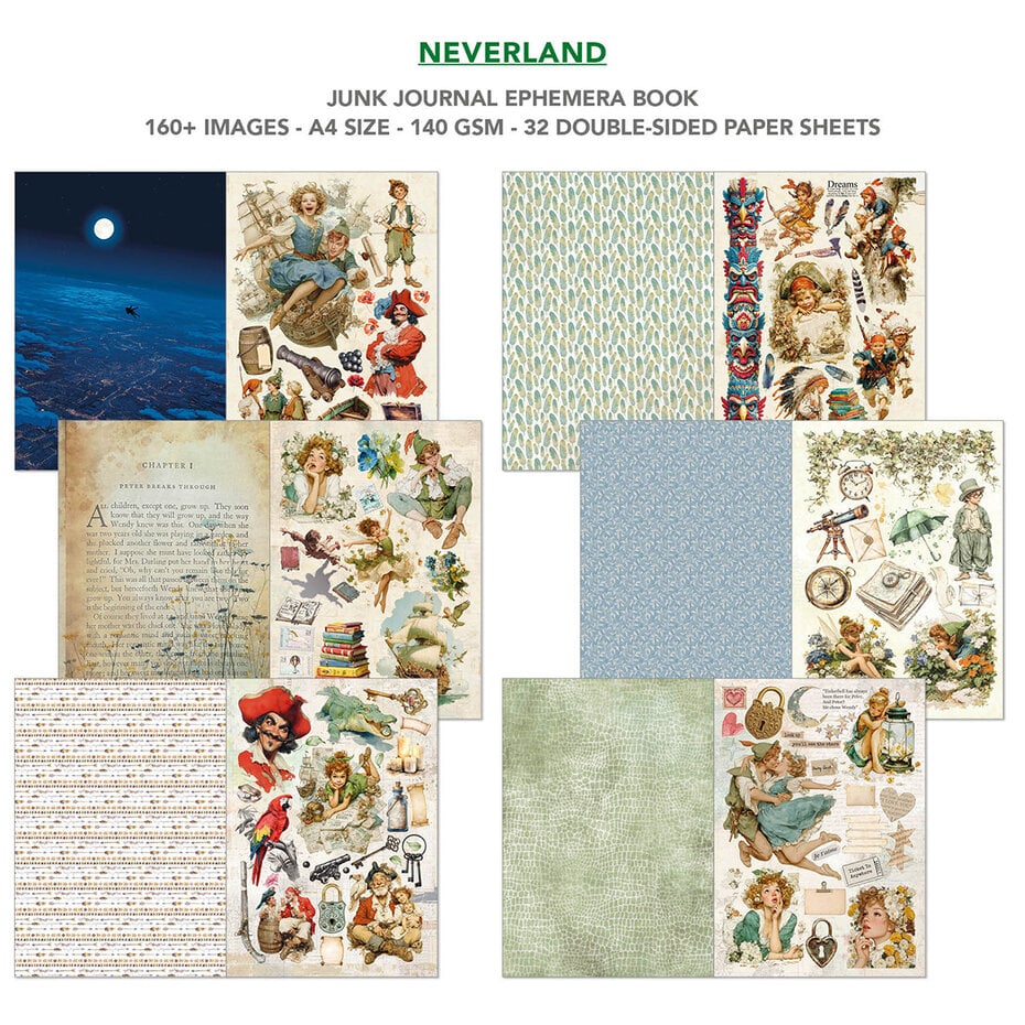 Ciao Bella - Neverland A4 Junk Journal Ephemera Book (32pcs) (CBB021)