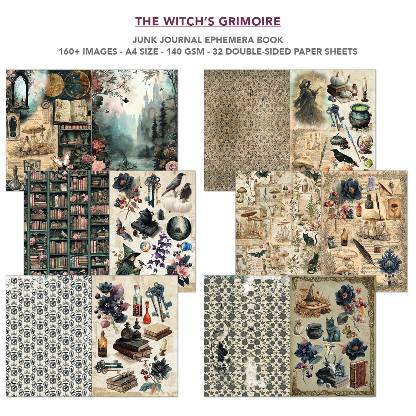 Ciao Bella - The Witch's Grimoire A4 Junk Journal Ephemera Book (32pcs) (CBB029)