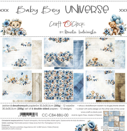 NYHET! Craft O'clock Baby Boy Universe 12x12 Inch Paper Set