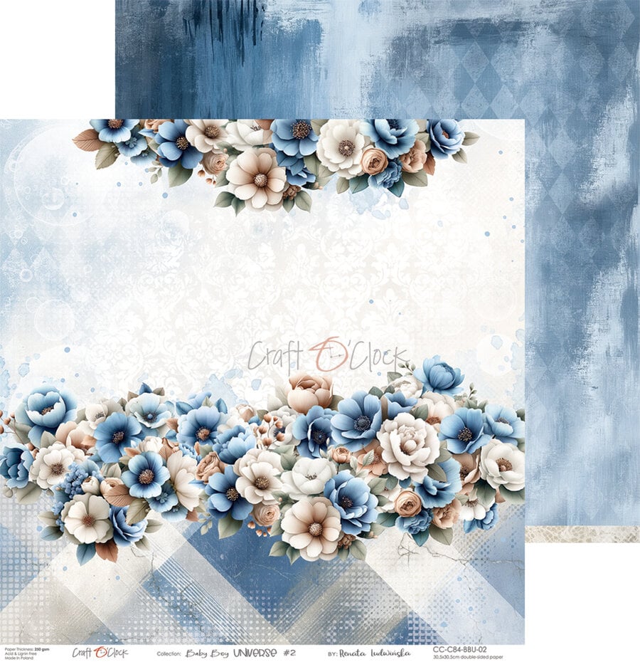NYHET! Craft O'clock Baby Boy Universe 12x12 Inch Paper Set