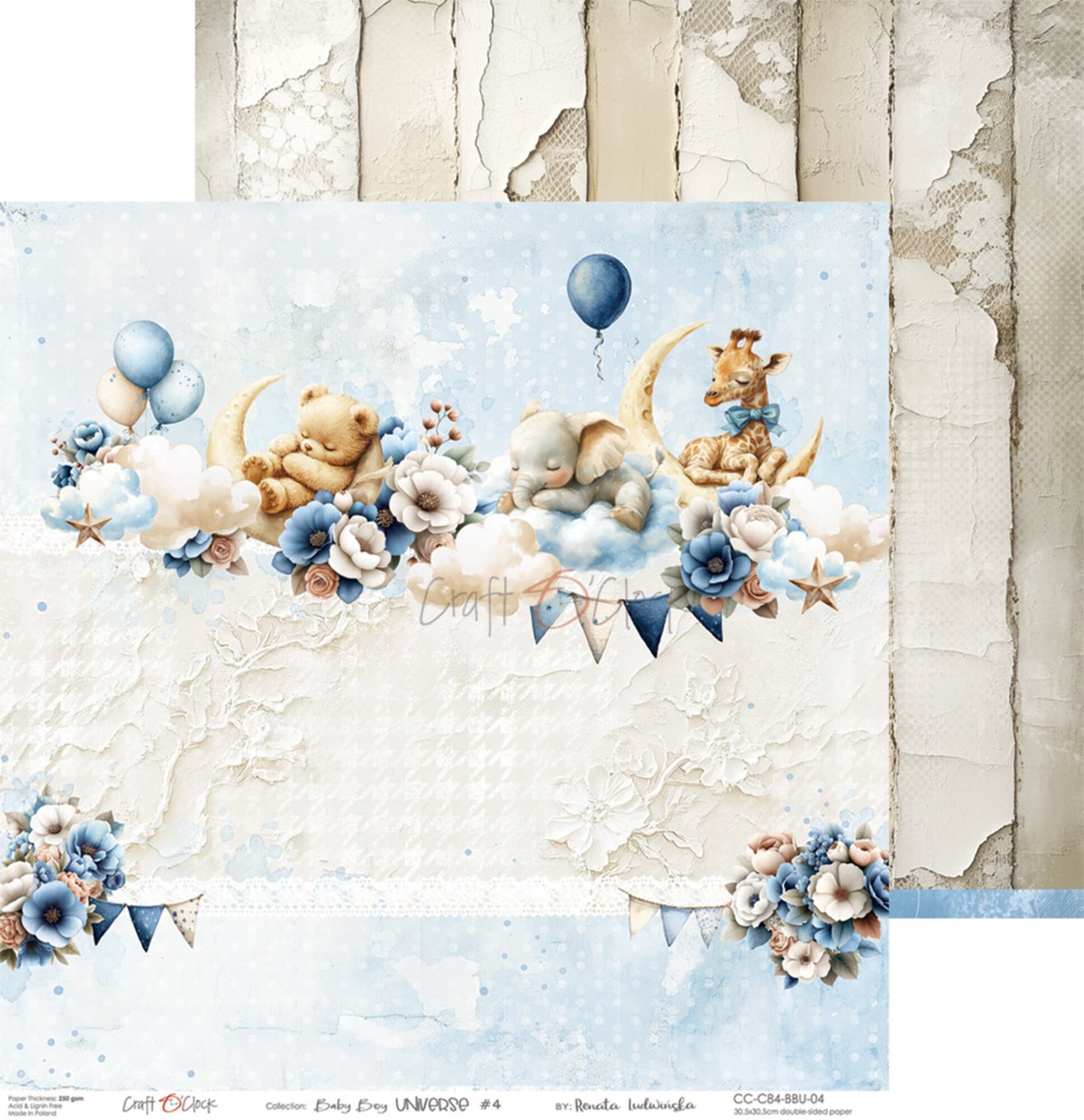 NYHET! Craft O'clock Baby Boy Universe 12x12 Inch Paper Set
