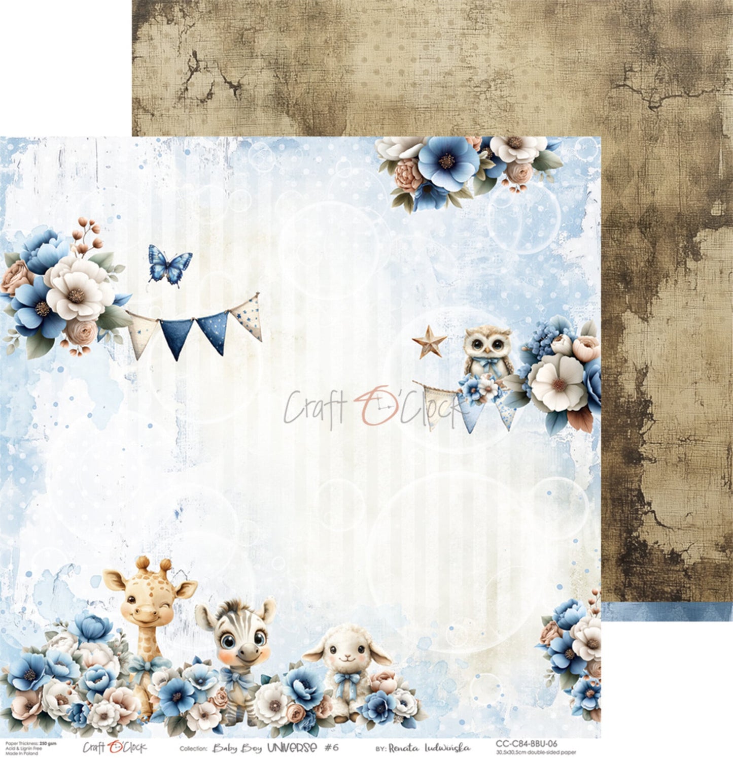 NYHET! Craft O'clock Baby Boy Universe 12x12 Inch Paper Set