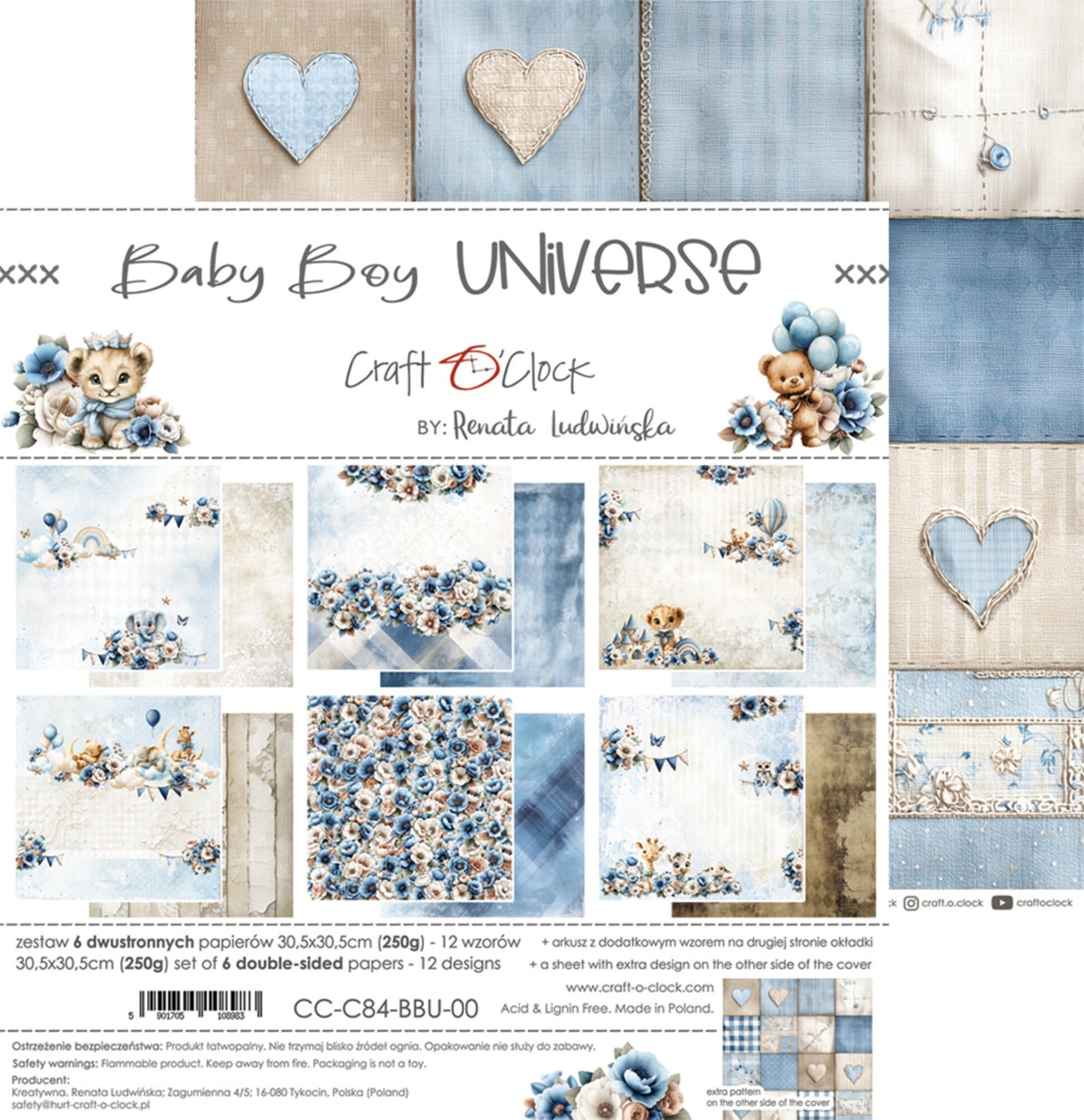 NYHET! Craft O'clock Baby Boy Universe 12x12 Inch Paper Set