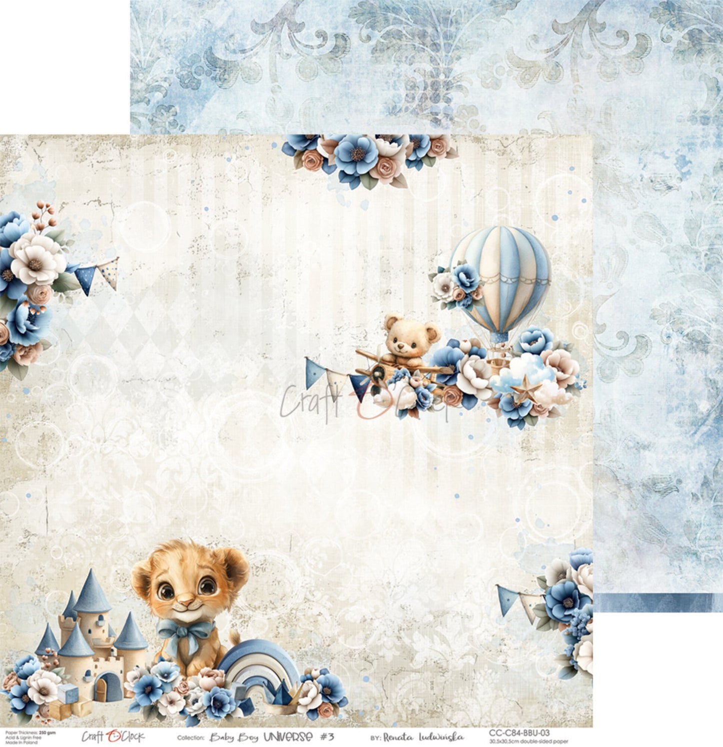 NYHET! Craft O'clock Baby Boy Universe 12x12 Inch Paper Set
