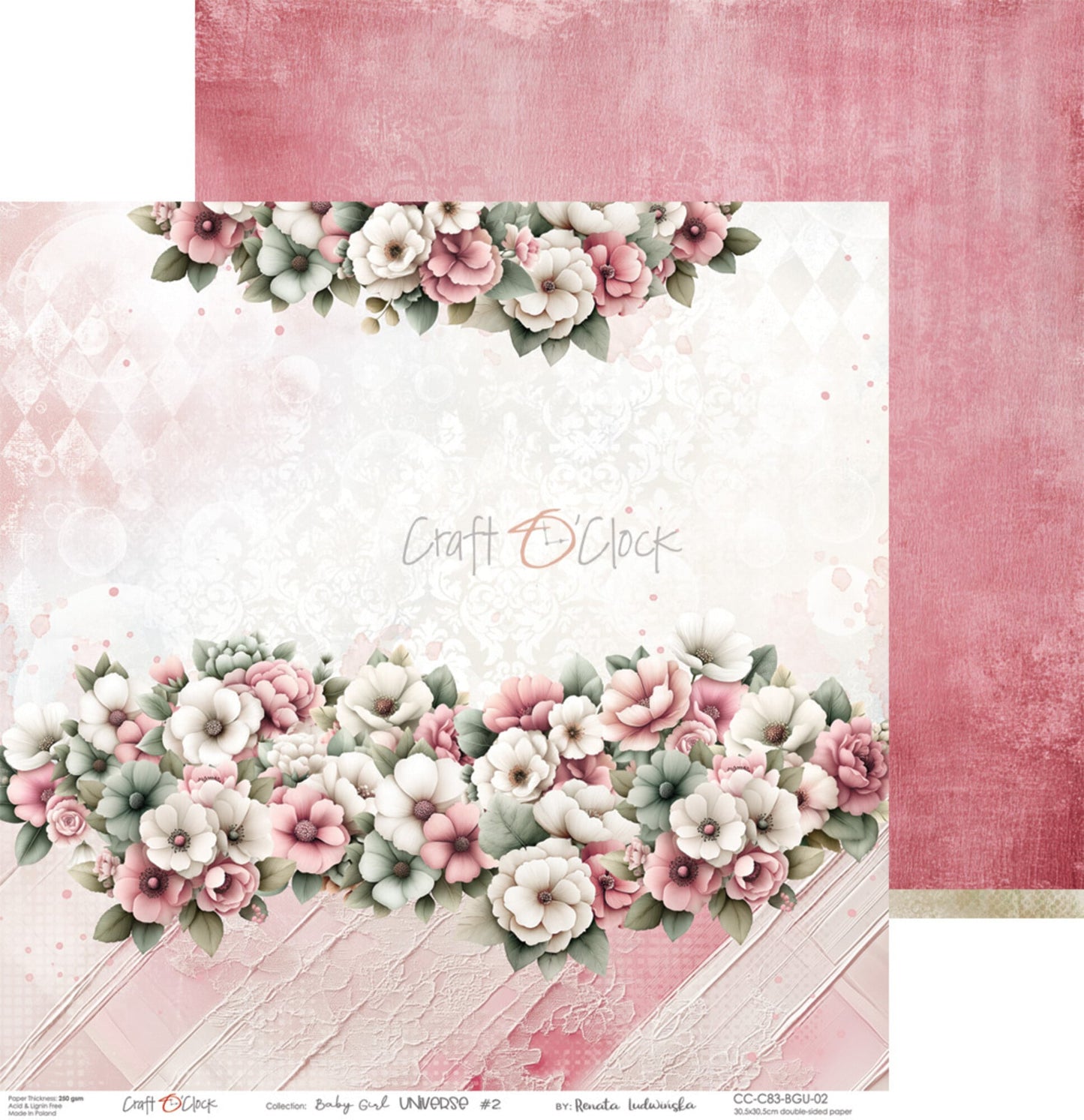 Craft O'Clock Baby Girl Universe 12x12 Inch Paper Set (CC-C83-BGU-00)