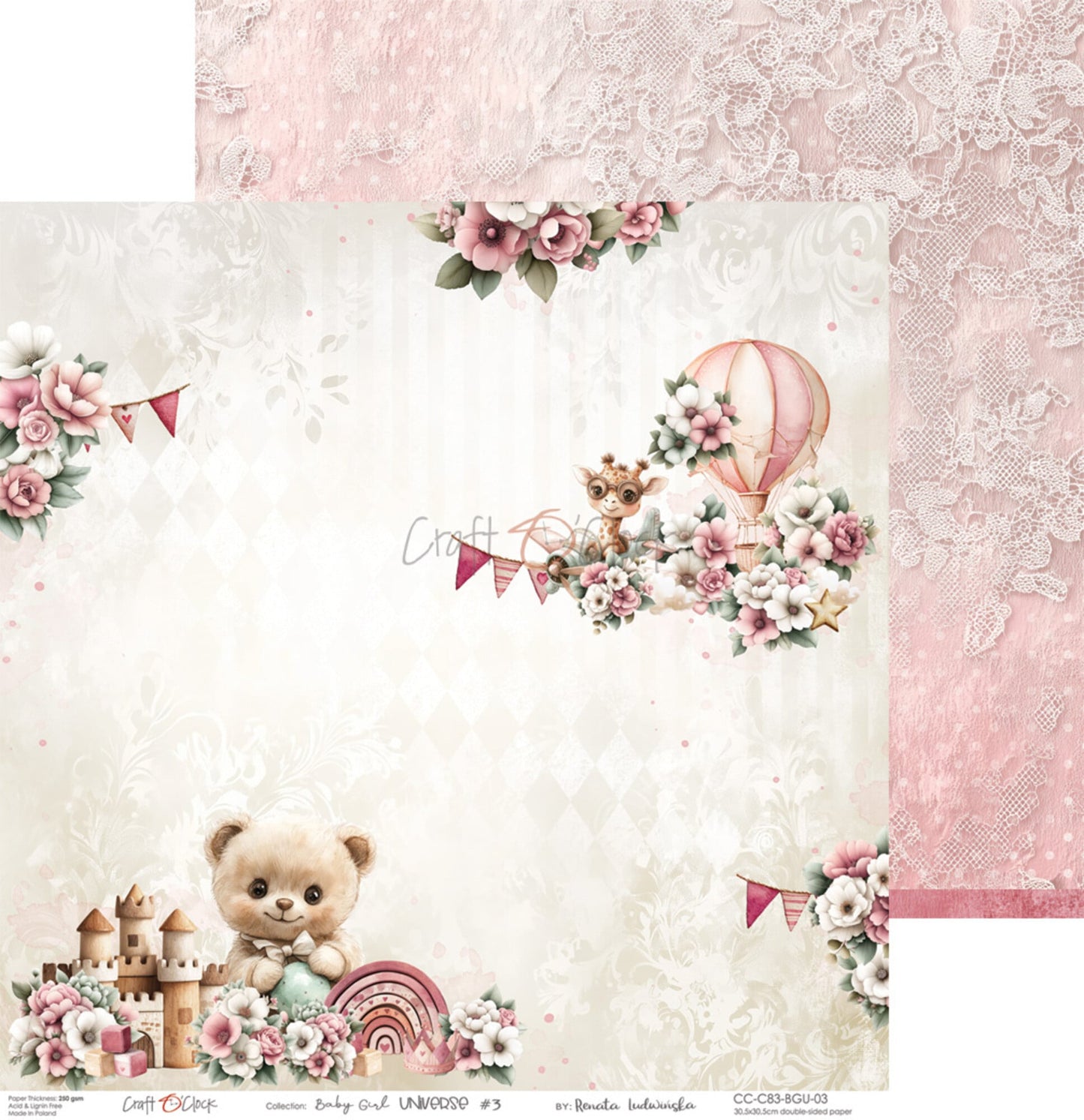 Craft O'Clock Baby Girl Universe 12x12 Inch Paper Set (CC-C83-BGU-00)