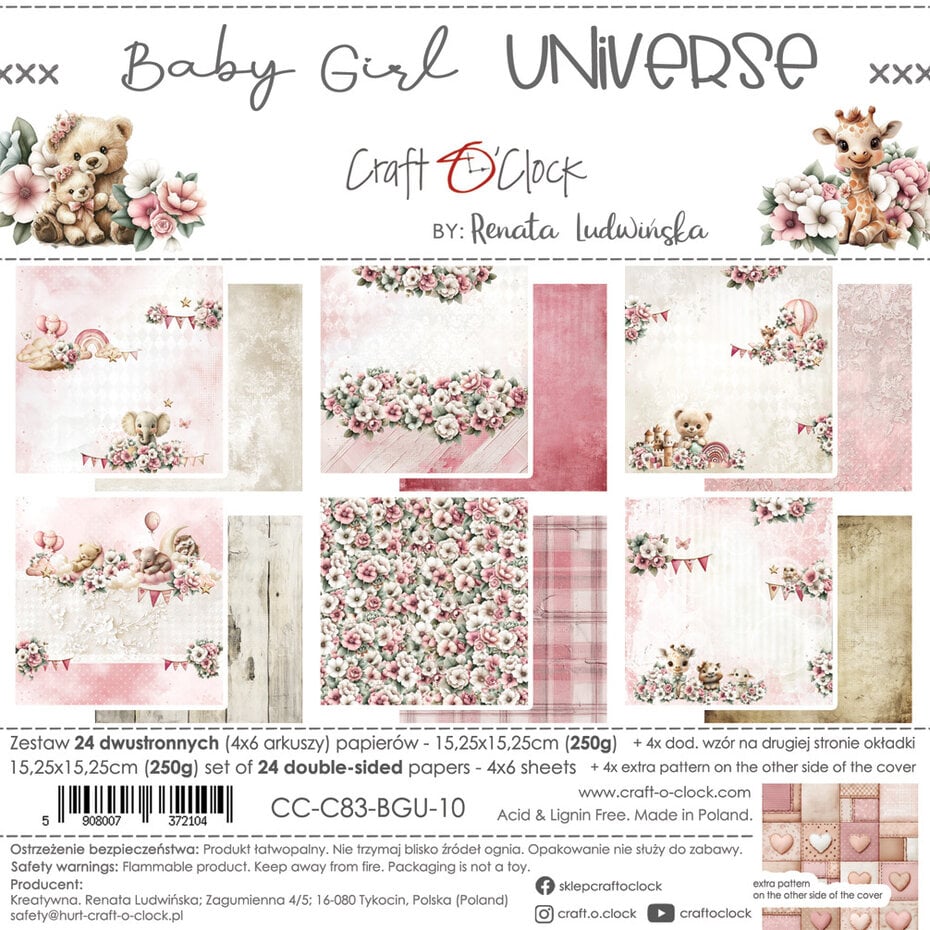 NYHET! Craft O'clock -Baby Girl Universe -  6x6 Inch Paper Set (CC-C83-BGU-10)