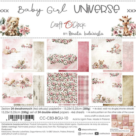 NYHET! Craft O'clock -Baby Girl Universe -  6x6 Inch Paper Set (CC-C83-BGU-10)